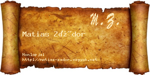 Matias Zádor névjegykártya